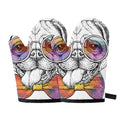 Hipster Pug Print Oven Mitts