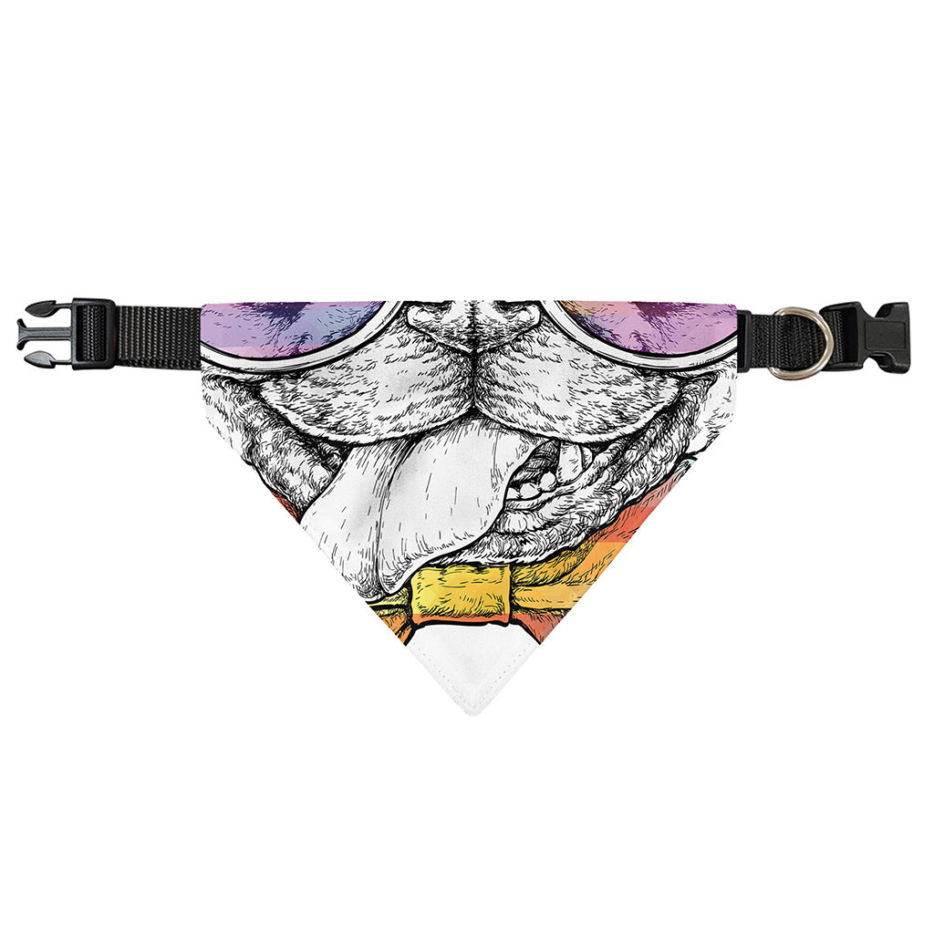Hipster Pug Print Over The Collar Dog Bandana