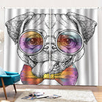 Hipster Pug Print Pencil Pleat Curtains