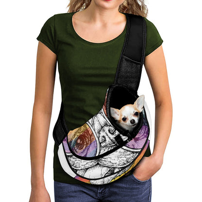 Hipster Pug Print Pet Sling Carrier