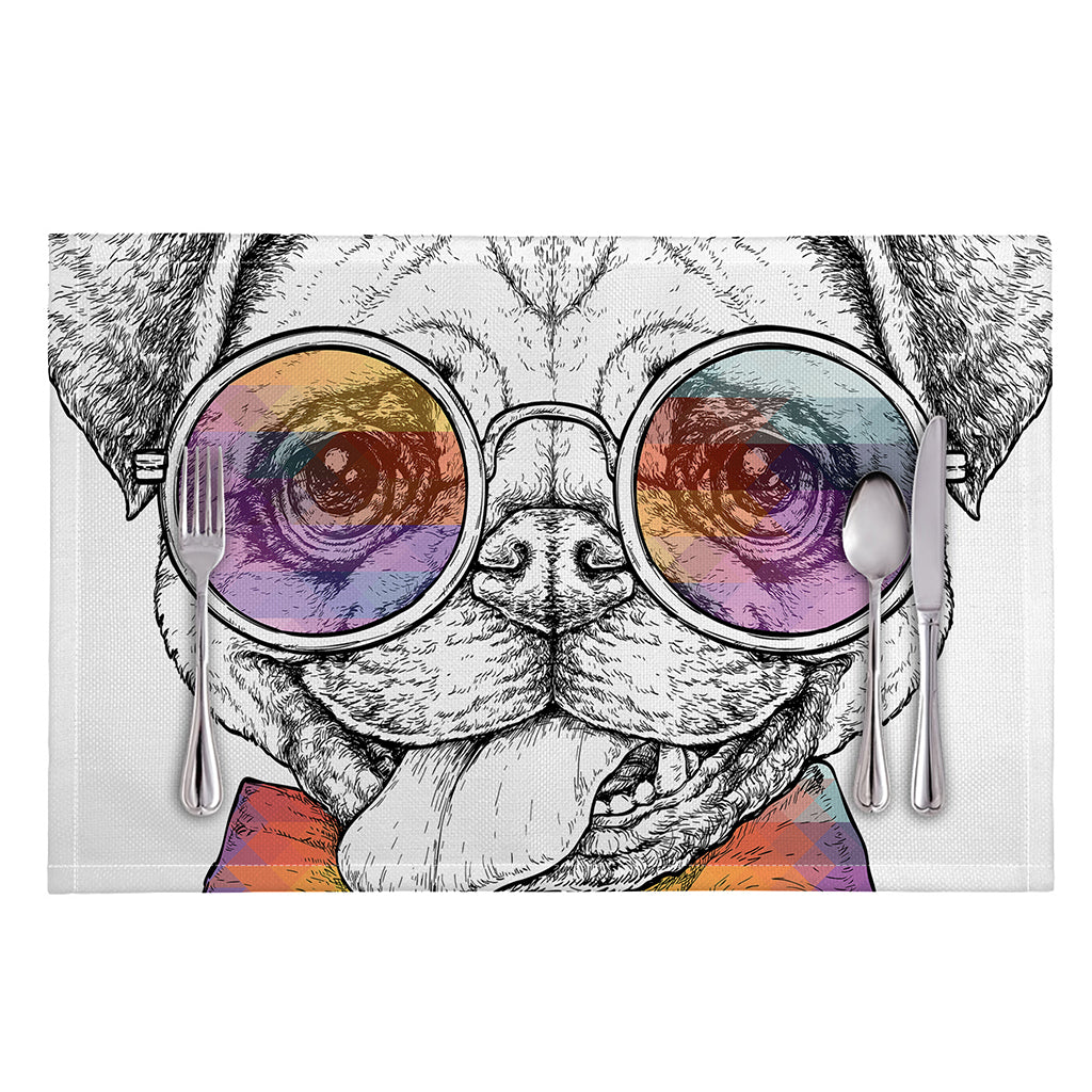 Hipster Pug Print Placemat
