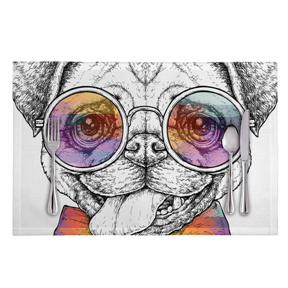 Hipster Pug Print Placemat