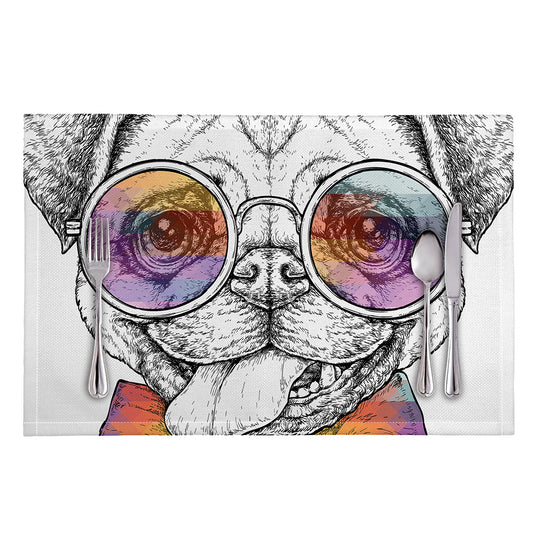 Hipster Pug Print Placemat