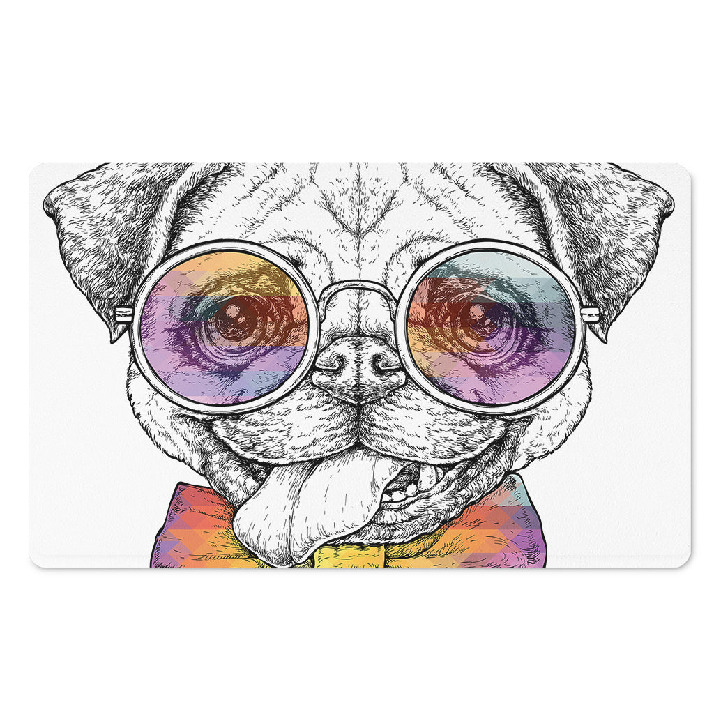 Hipster Pug Print Polyester Doormat