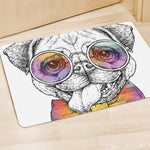 Hipster Pug Print Polyester Doormat