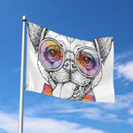 Hipster Pug Print Polyester Flag