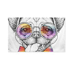 Hipster Pug Print Polyester Flag