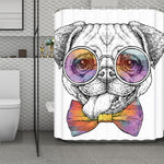 Hipster Pug Print Polyester Shower Curtain