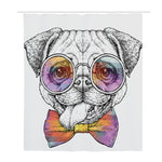 Hipster Pug Print Polyester Shower Curtain