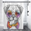 Hipster Pug Print Premium Shower Curtain
