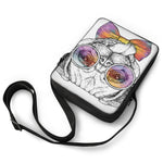 Hipster Pug Print Rectangular Crossbody Bag