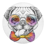 Hipster Pug Print Round Blanket
