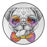 Hipster Pug Print Round Floor Mat