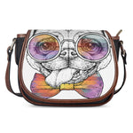 Hipster Pug Print Saddle Bag