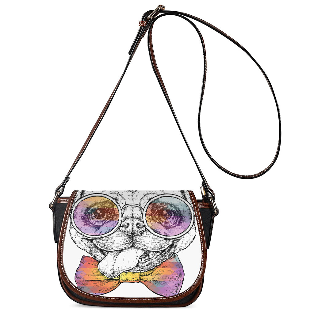 Hipster Pug Print Saddle Bag