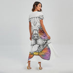 Hipster Pug Print Short Sleeve Maxi Dress