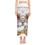 Hipster Pug Print Side Slit Maxi Skirt