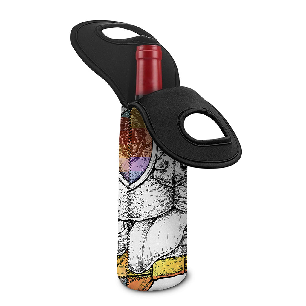Hipster Pug Print Single Neoprene Wine Tote