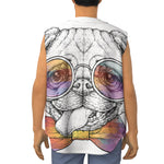 Hipster Pug Print Sleeveless Baseball Jersey
