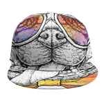 Hipster Pug Print Snapback Cap