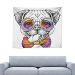 Hipster Pug Print Tapestry