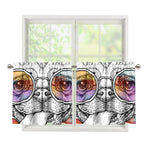 Hipster Pug Print Tier Curtains