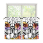 Hipster Pug Print Tier Curtains