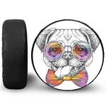 Hipster Pug Print Tire Cover