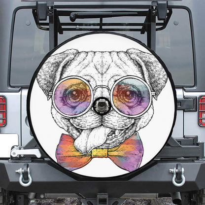 Hipster Pug Print Tire Cover With Camera Hole