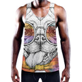 Hipster Pug Print Men's Workout Tank Top