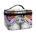 Hipster Pug Print Travel Makeup Bag
