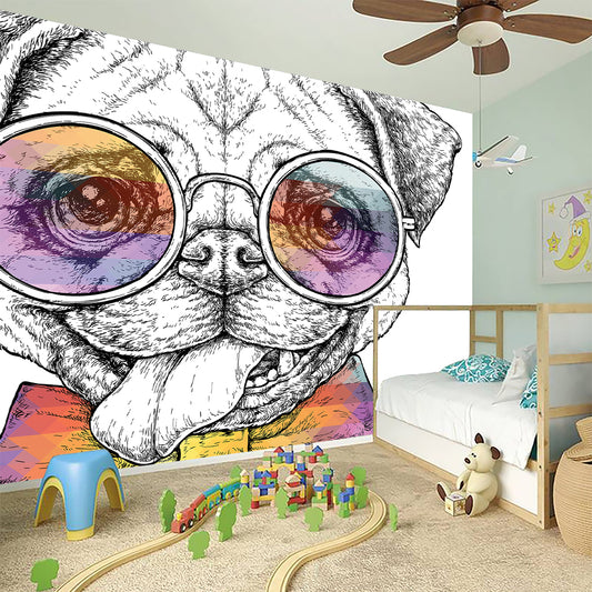 Hipster Pug Print Wall Sticker
