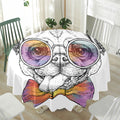 Hipster Pug Print Waterproof Round Tablecloth