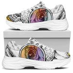 Hipster Pug Print White Chunky Shoes