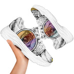 Hipster Pug Print White Chunky Shoes