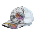 Hipster Pug Print White Mesh Trucker Cap