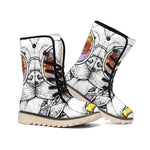 Hipster Pug Print Winter Boots