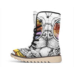 Hipster Pug Print Winter Boots