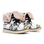 Hipster Pug Print Winter Boots