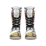 Hipster Pug Print Winter Boots