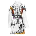 Hipster Pug Print Women's Bathrobe