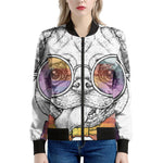 Hipster Pug Print Women's Bomber Jacket