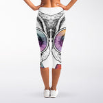 Hipster Pug Print Women's Capri Leggings