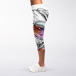 Hipster Pug Print Women's Capri Leggings