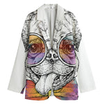 Hipster Pug Print Women's Cotton Blazer