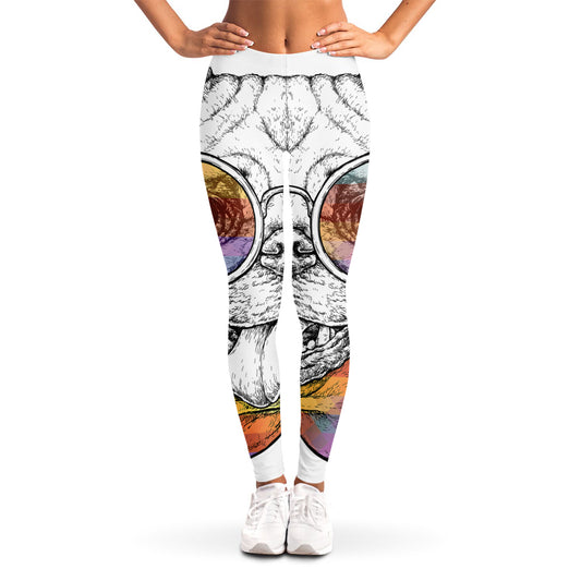 Hipster Pug Print Women's Leggings