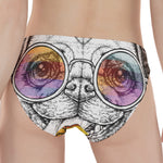 Hipster Pug Print Women's Panties