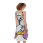 Hipster Pug Print Women's Sleeveless Dress