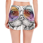 Hipster Pug Print Women's Split Running Shorts