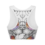 Hipster Pug Print Women's Sports Bra